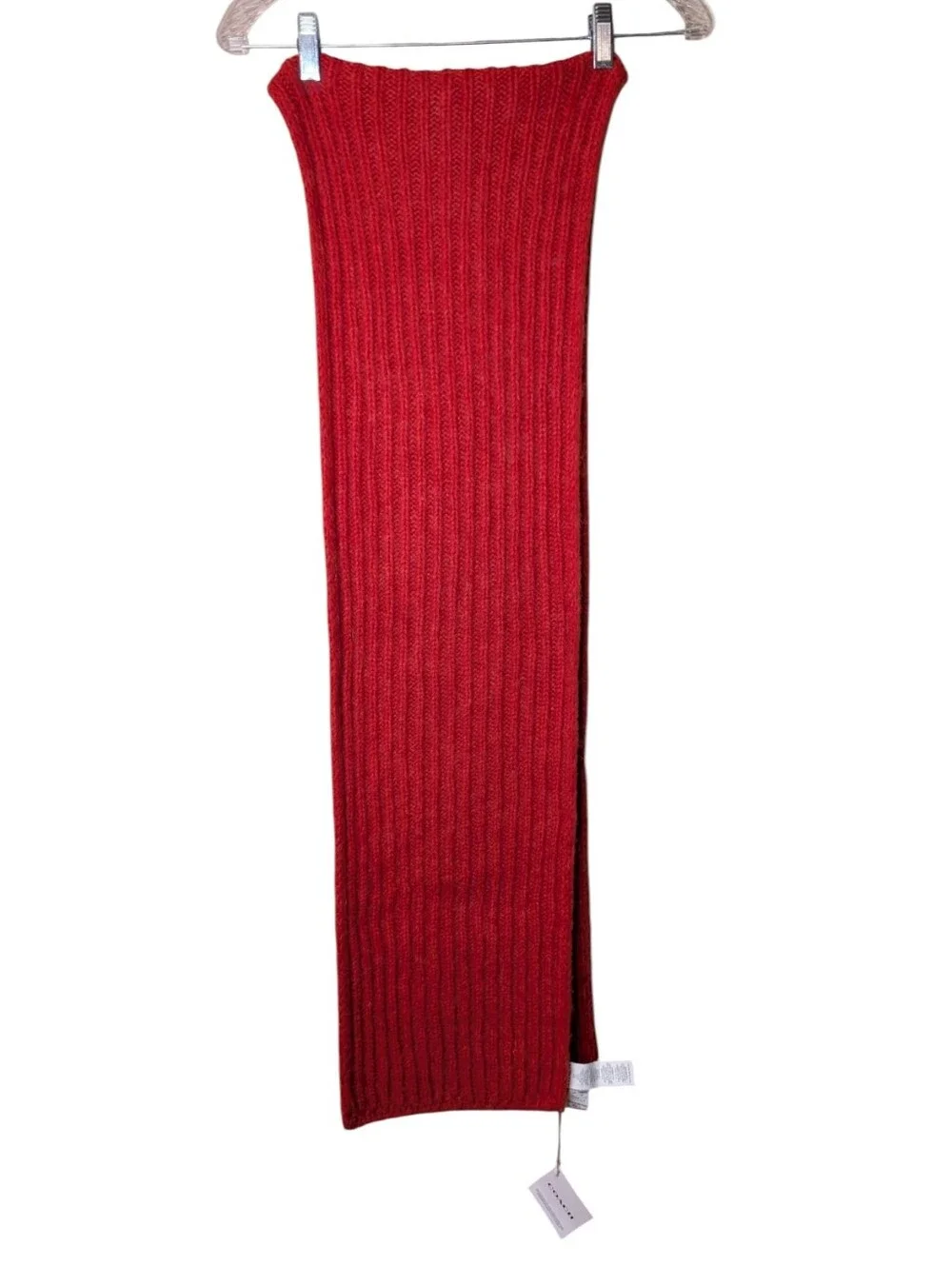 NWT Coach Red Ribbed Knit Wool Blend Muffler Scarf Script Logo Luxury Chunky OS
